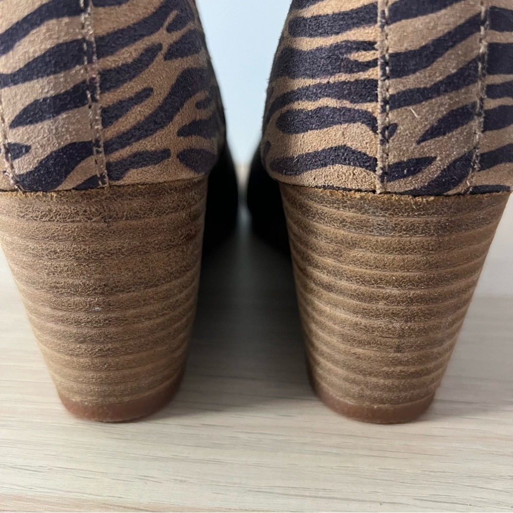 TOMS Brown Wedge Ankle Boots with Animal Print - Picture 11 of 13
